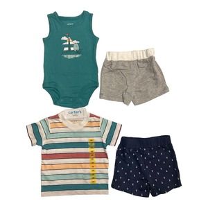Carter's 6M Baby Sailing (Sailboat/Anchors) 4 Piece Body Suit / Outfit Sets